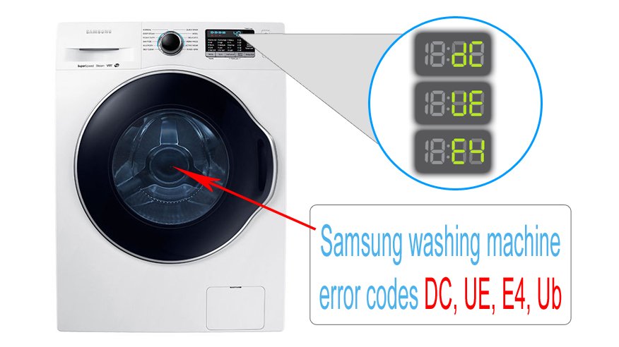 Samsung washing machine error codes DC, UE, E4, Ub