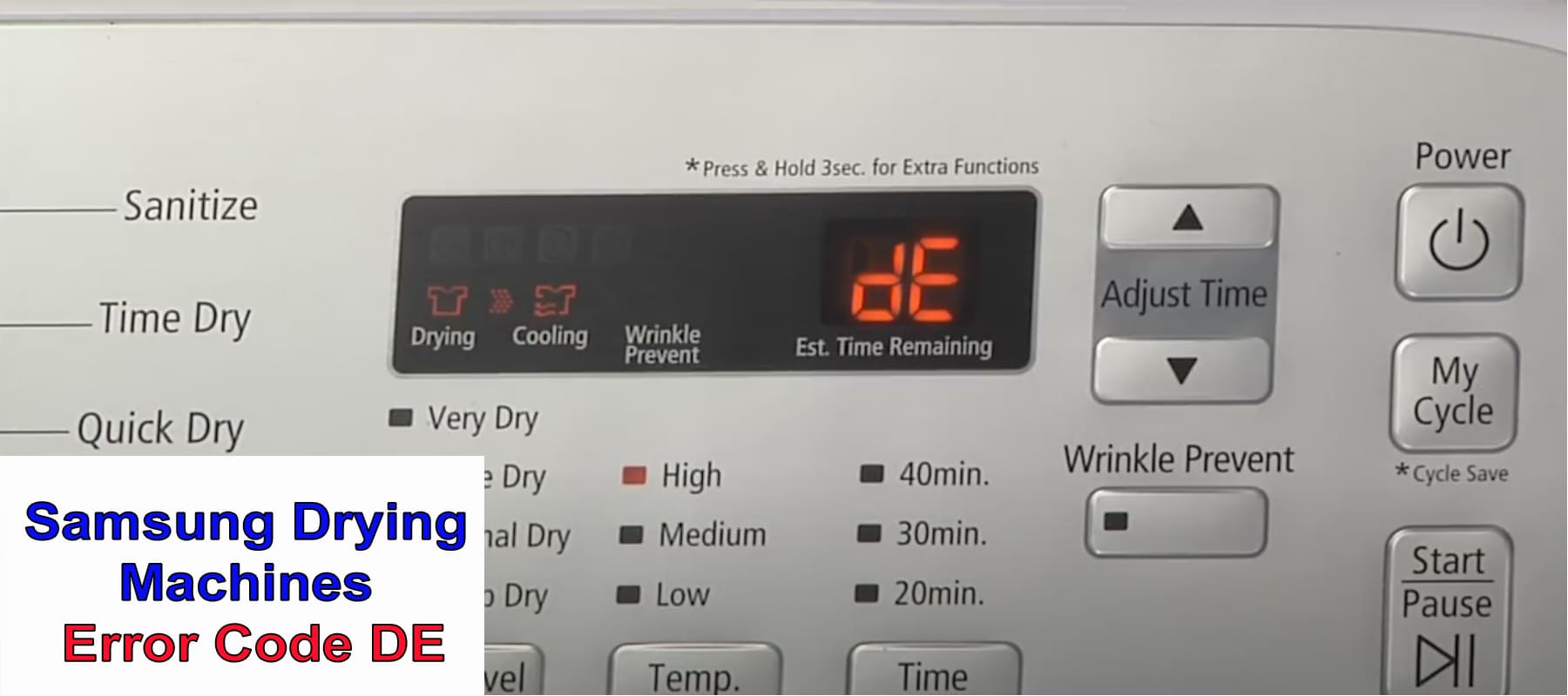 Samsung Drying Machines Error Code DE