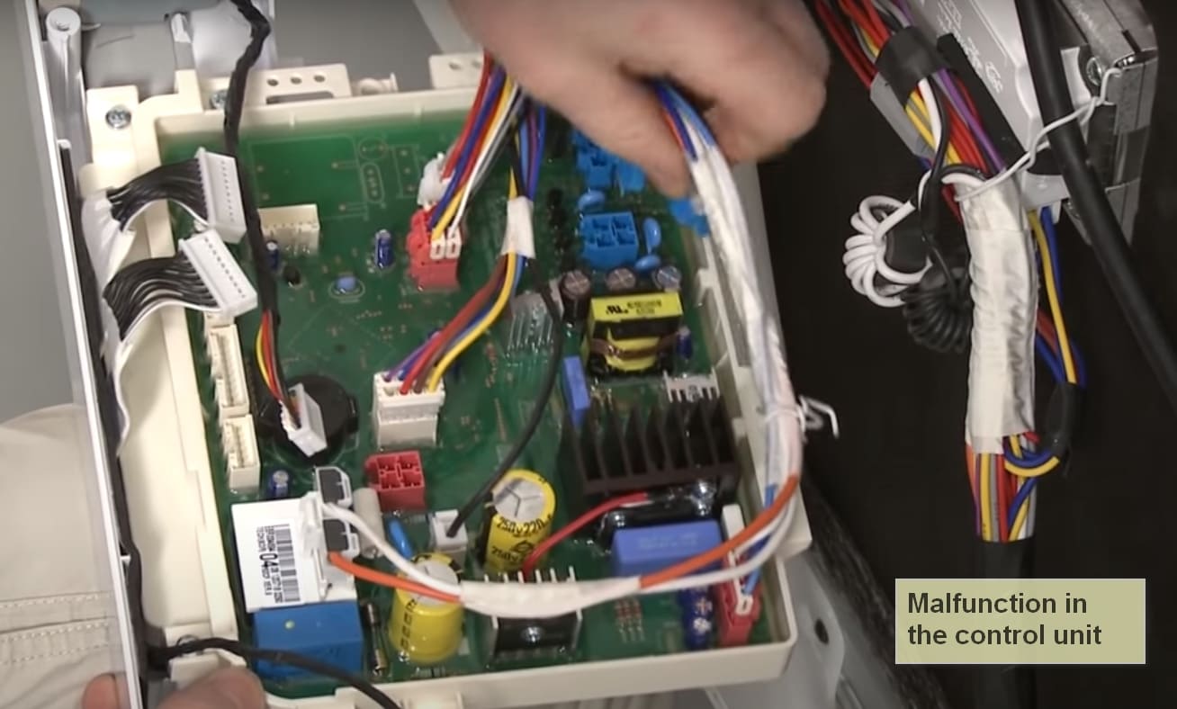 LG dishwasher error code AE Malfunction in the control unit