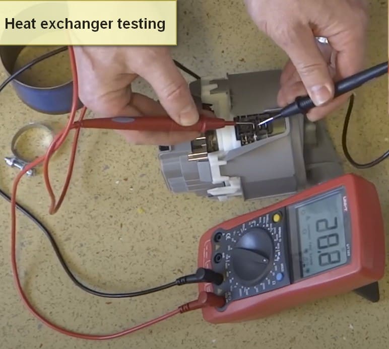 Siemens dishwasher error code E19 heat exchanger testing