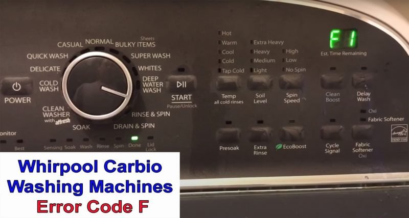  Whirlpool Cabrio washer error code F Washer and dishwasher error 