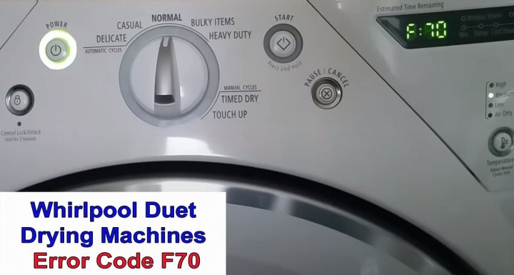 Whirlpool Duet dryer error code F70