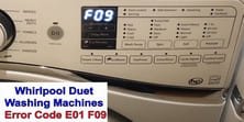 Whirlpool Duet washer error code E01 F09