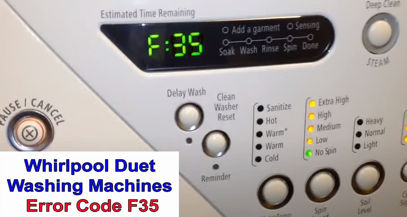 Whirlpool Duet washer error code f35