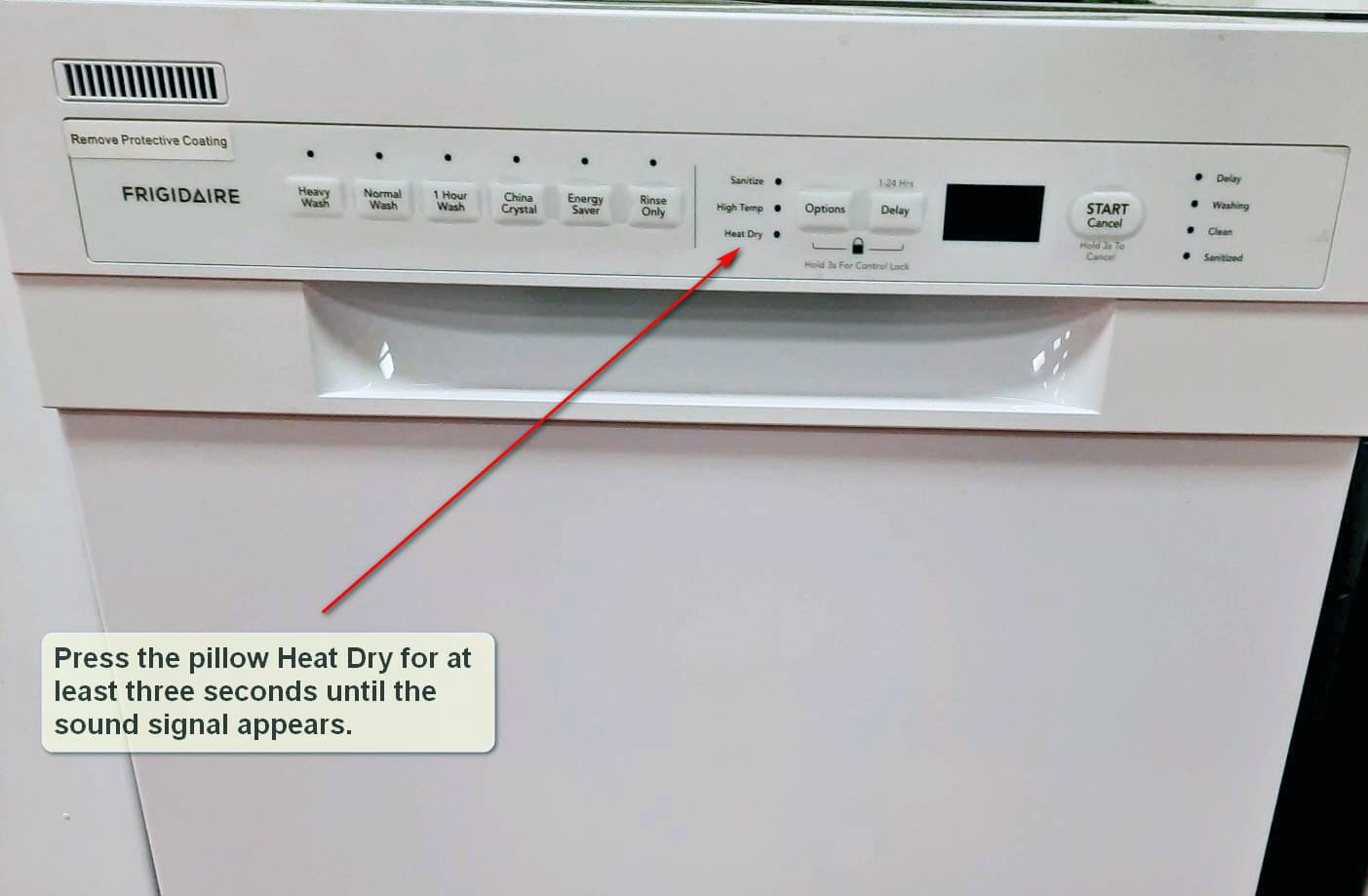 What to do if your Frigidaire dishwasher won't turn on Heat Dry
